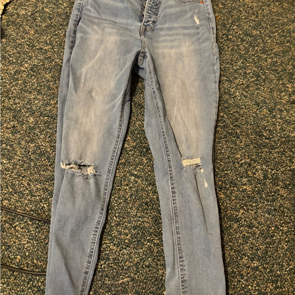 Vanilla Star Blue Skinny Jeans with Faded Distressing